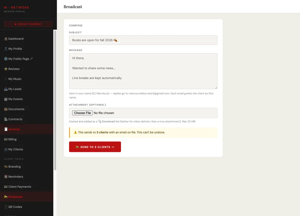 Client broadcast composer