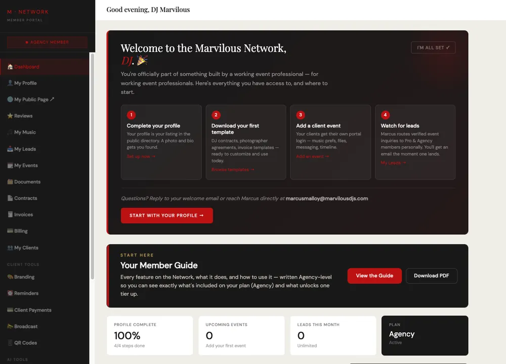 Marvilous Network member portal